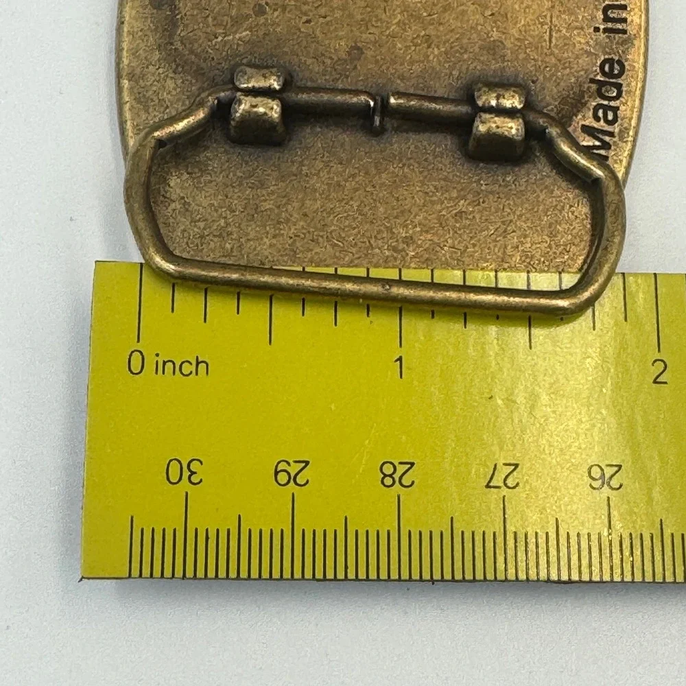 NRA Golden Eagles Belt Buckle Brass Tone Oval Eagle‎ Shield Made in USA Vintage